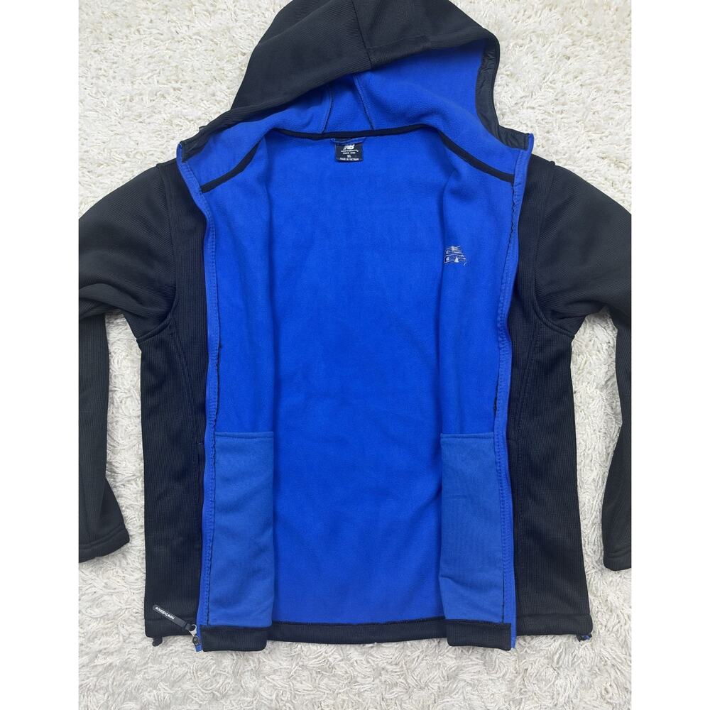 New Balance Fleece Lined Hoodie Jacket Mens XL Black Blue Full Zip Sweater Knit - Picture 4 of 10